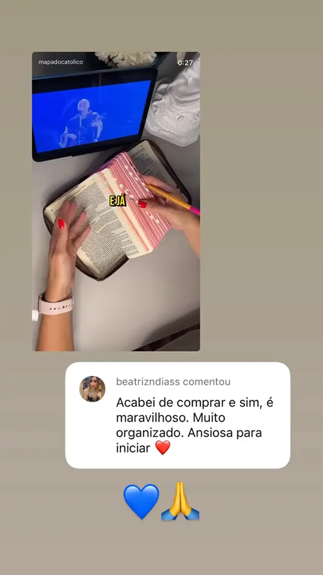 Testemunho sobre organização do material